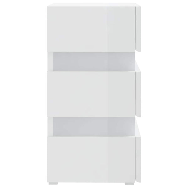 LED Nachttisch Weiß Hochglanz 45x35x67 cm