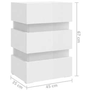 LED Nachttisch Weiß Hochglanz 45x35x67 cm