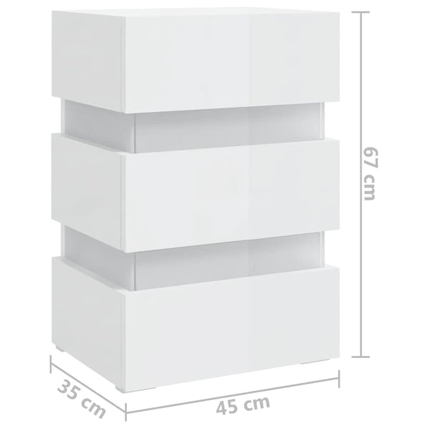 LED Nachttisch Weiß Hochglanz 45x35x67 cm