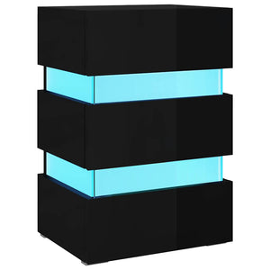 LED Nachttisch Schwarz Hochglanz 45x67 cm