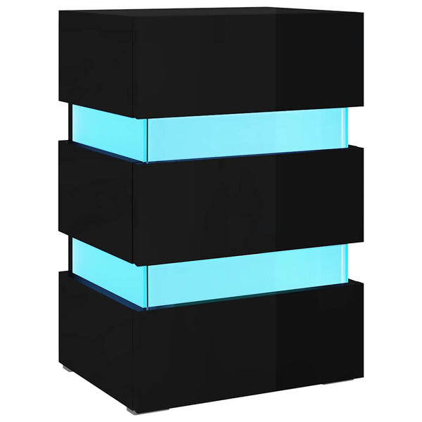 LED Nachttisch Schwarz Hochglanz 45x67 cm