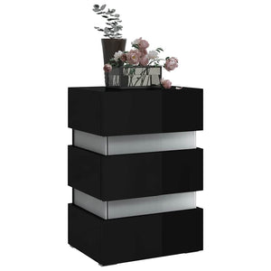 LED Nachttisch Schwarz Hochglanz 45x67 cm