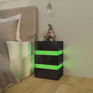 LED Nachttisch Schwarz Hochglanz 45x67 cm