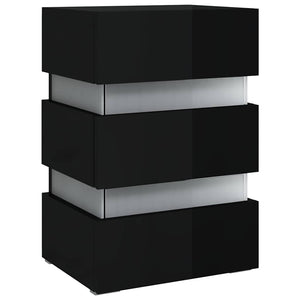 LED Nachttisch Schwarz Hochglanz 45x67 cm