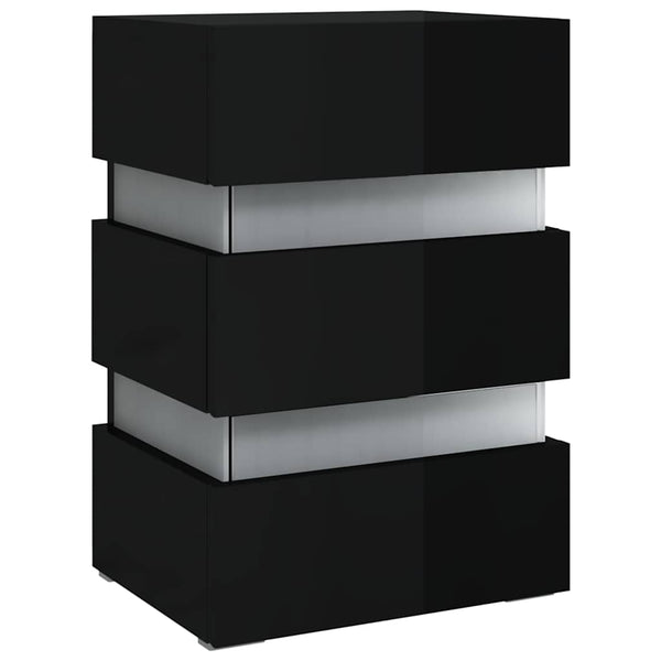 LED Nachttisch Schwarz Hochglanz 45x67 cm