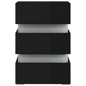 LED Nachttisch Schwarz Hochglanz 45x67 cm