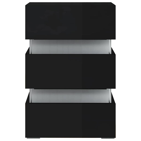 LED Nachttisch Schwarz Hochglanz 45x67 cm