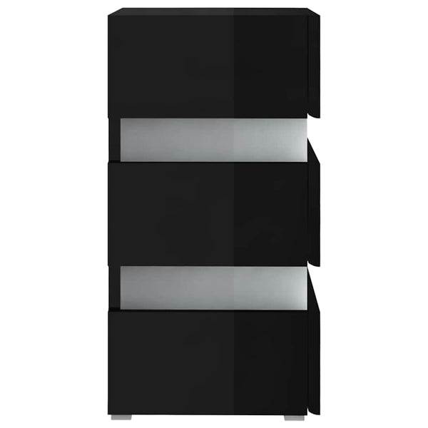 LED Nachttisch Schwarz Hochglanz 45x67 cm