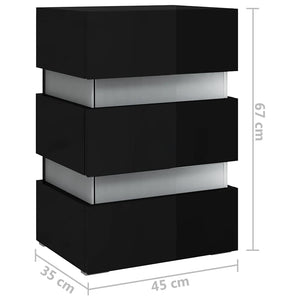 LED Nachttisch Schwarz Hochglanz 45x67 cm