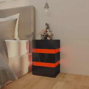 LED Nachttisch Schwarz Hochglanz 45x67 cm