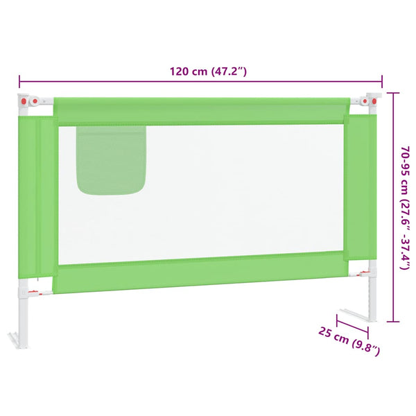 vidaXL Barrière de lit enfant vert 120 x 25 cm en tissu
