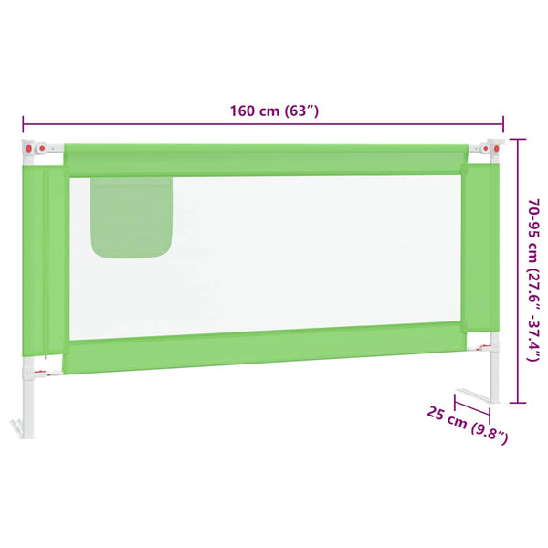 vidaXL Barrière de lit enfant verte 160x25 cm Tissu