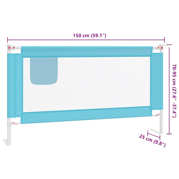 vidaXL Barrière de lit enfant Bleu 150x25 cm Tissu