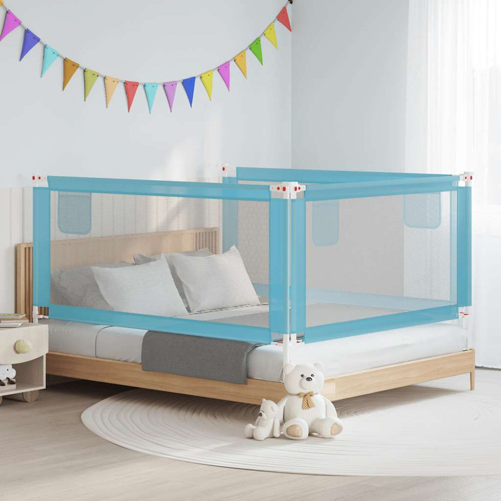 vidaXL Barrière de sécurité pour lit de tout-petit Bleu 180x25 cm Tissu