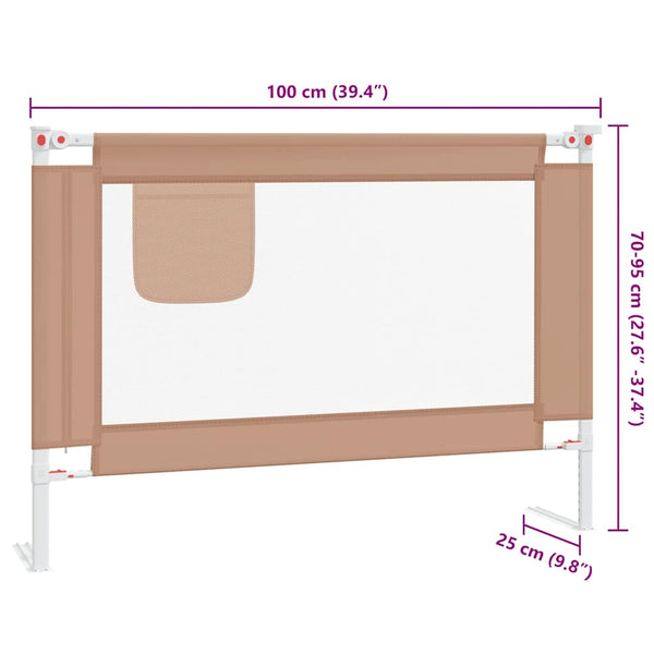 vidaXL Barrière de lit enfant Taupe 100x25 cm Tissu