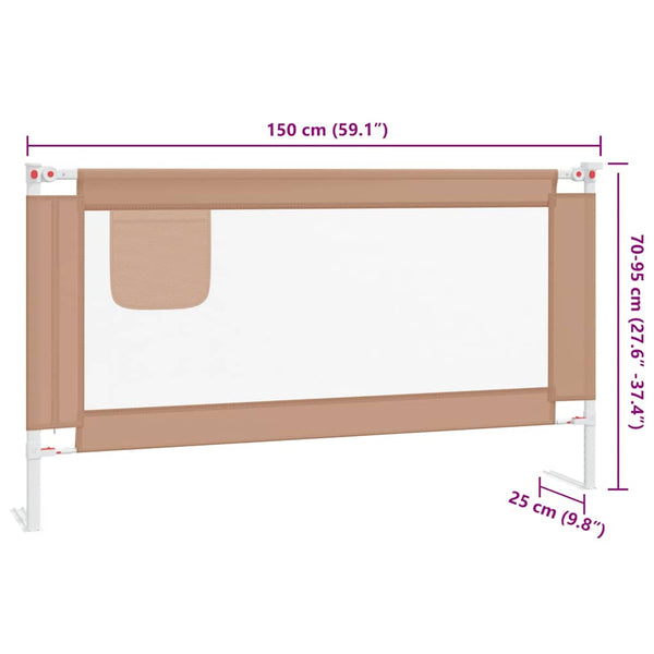 vidaXL Barrière de lit enfant taupe 150x25 cm tissu