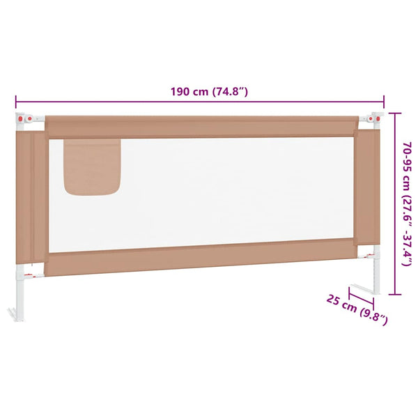 vidaXL Barrière de lit enfant Taupe 190x25 cm Tissu