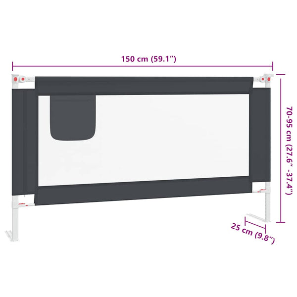 Kleinkind-Bettschutzgitter Dunkelgrau 150x25 cm Stoff
