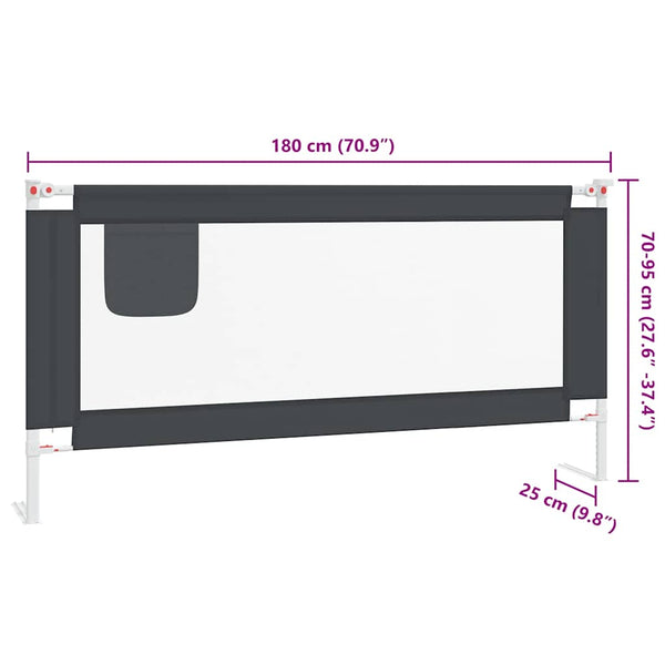 Kleinkind-Bettschutzgitter Dunkelgrau 180x25 cm Stoff