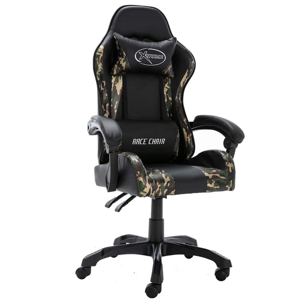 Gaming-Stuhl Schwarz Tarnmuster Kunstleder