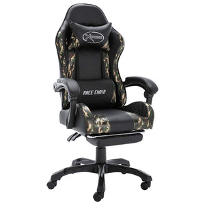 Gaming Stuhl mit Fußstütze, Schwarz/Tarnmuster