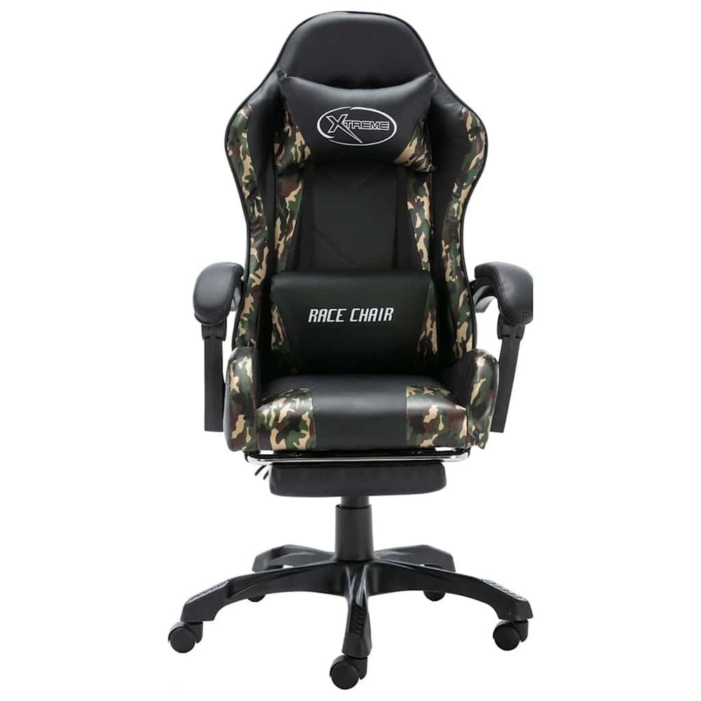 Gaming Stuhl mit Fußstütze, Schwarz/Tarnmuster
