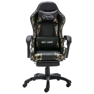 Gaming Stuhl mit Fußstütze, Schwarz/Tarnmuster
