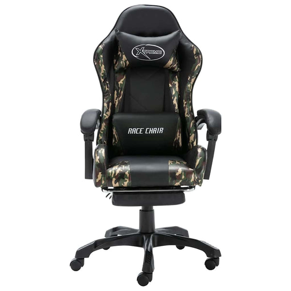 Gaming Stuhl mit Fußstütze, Schwarz/Tarnmuster