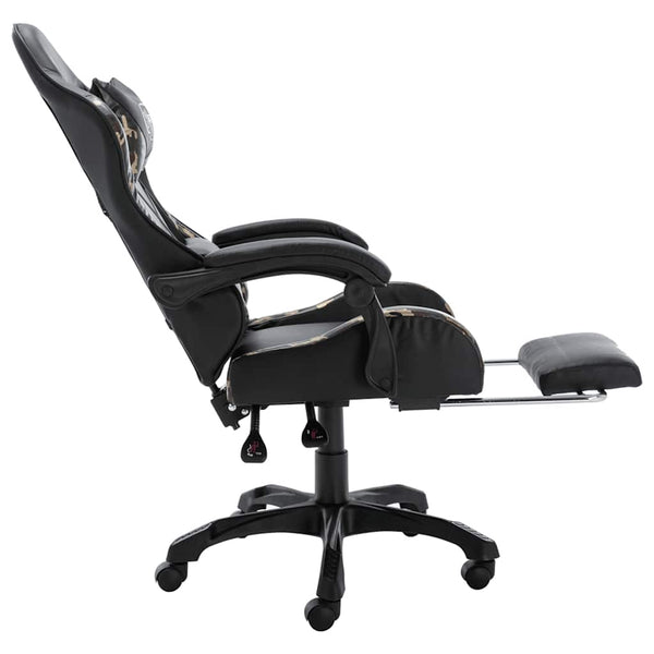 Gaming Stuhl mit Fußstütze, Schwarz/Tarnmuster
