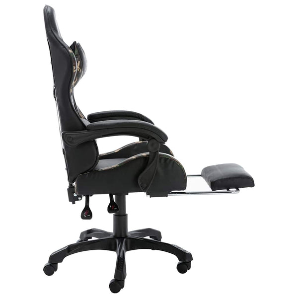 Gaming Stuhl mit Fußstütze, Schwarz/Tarnmuster