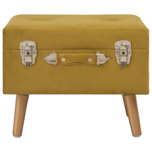 Senfgelber Samt Hocker mit Stauraum, 40 cm
