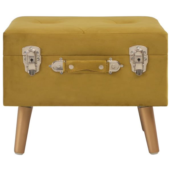 Senfgelber Samt Hocker mit Stauraum, 40 cm