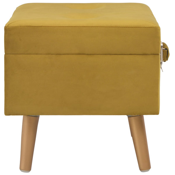 Senfgelber Samt Hocker mit Stauraum, 40 cm