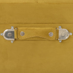 Senfgelber Samt Hocker mit Stauraum, 40 cm