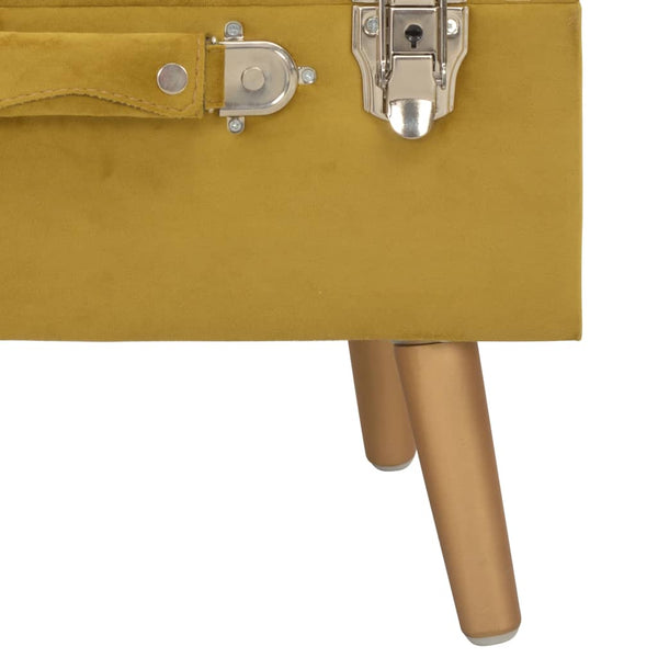 Senfgelber Samt Hocker mit Stauraum, 40 cm