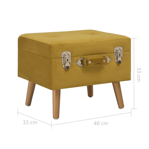 Senfgelber Samt Hocker mit Stauraum, 40 cm