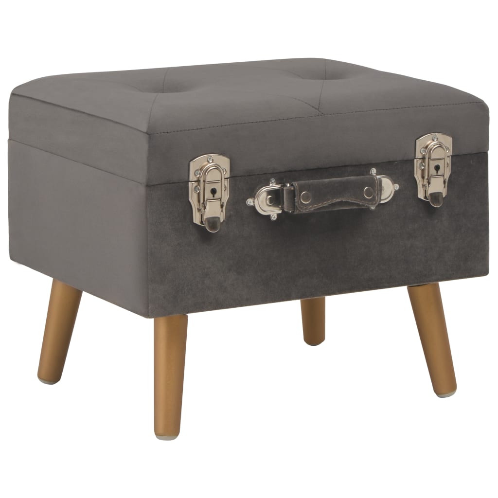 Hocker Grau Samt Stauraum 40cm