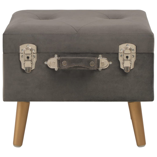 Hocker Grau Samt Stauraum 40cm