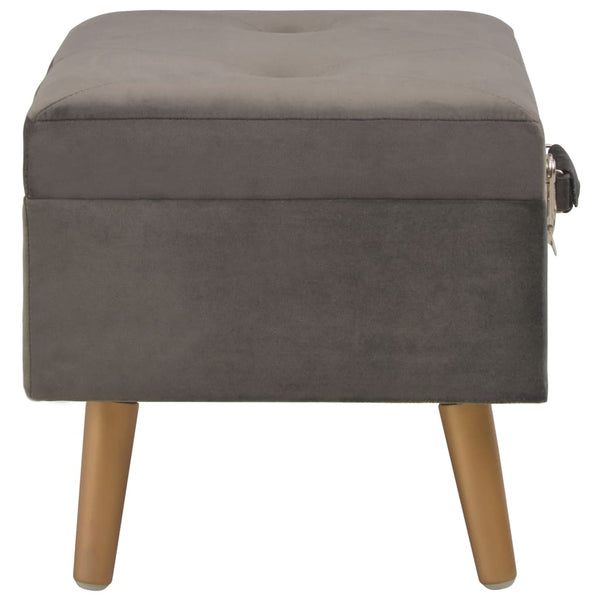 Hocker Grau Samt Stauraum 40cm