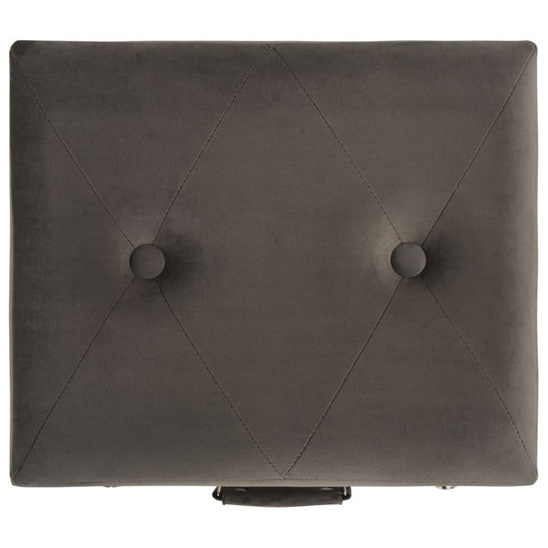 Hocker Grau Samt Stauraum 40cm