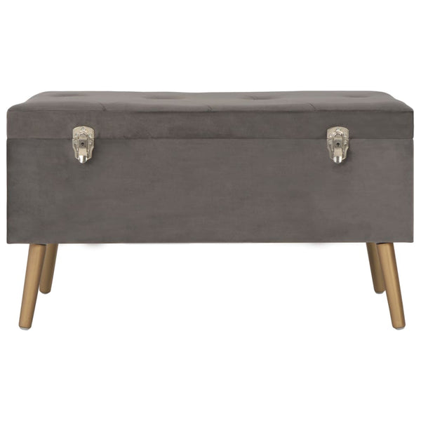 Hocker mit Stauraum 3er Set Grau Samt