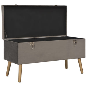 Hocker mit Stauraum 3er Set Grau Samt