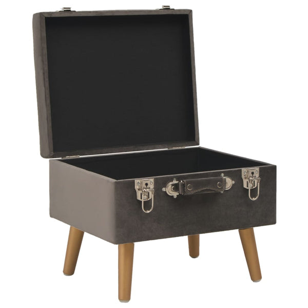 Hocker mit Stauraum 3er Set Grau Samt
