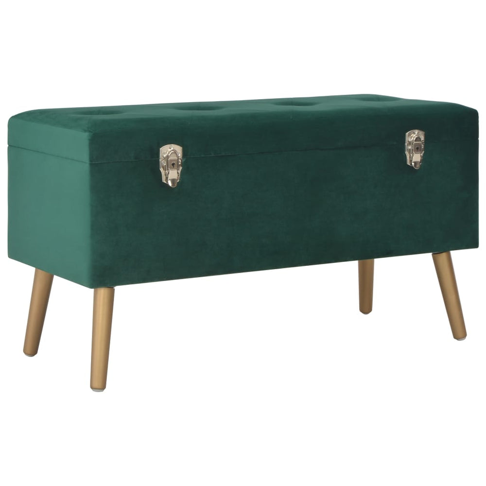 Grüne Samt Bank mit Staufach, 80 cm