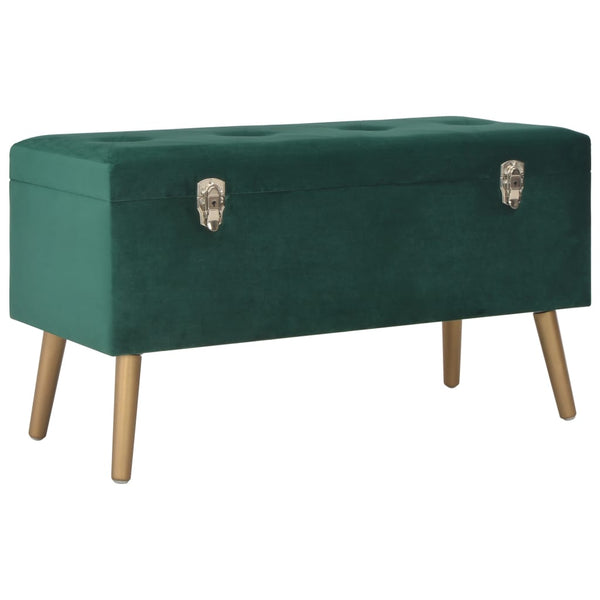 Grüne Samt Bank mit Staufach, 80 cm
