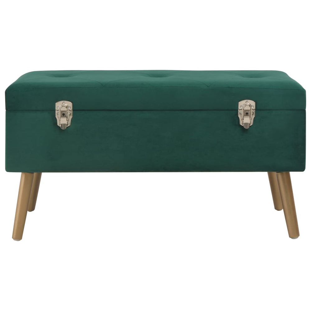 Grüne Samt Bank mit Staufach, 80 cm