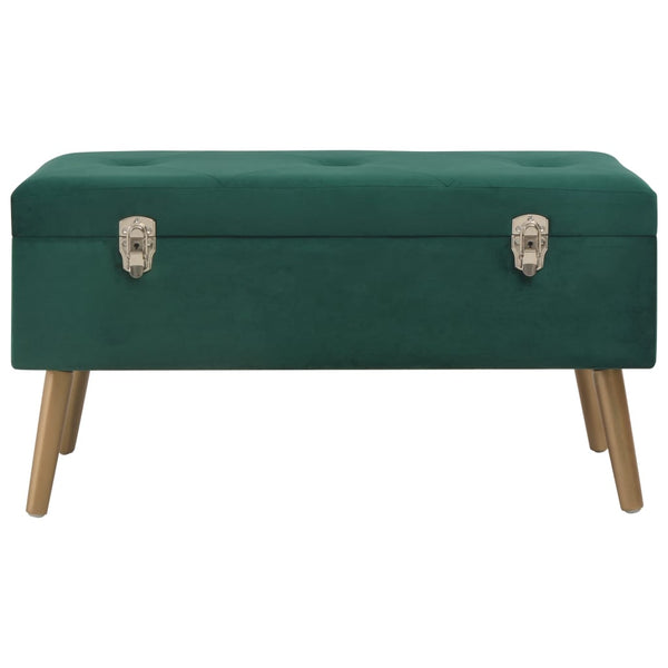 Grüne Samt Bank mit Staufach, 80 cm