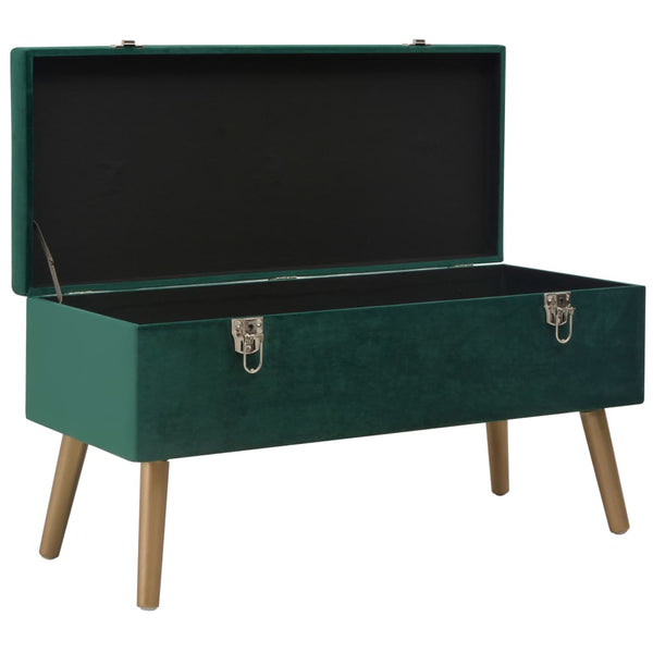 Grüne Samt Bank mit Staufach, 80 cm