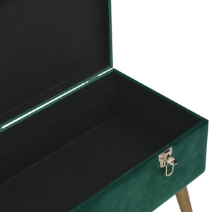 Grüne Samt Bank mit Staufach, 80 cm