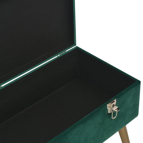 Grüne Samt Bank mit Staufach, 80 cm